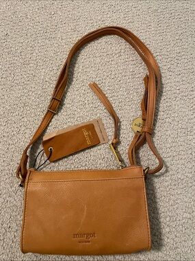 Margot New York Tan Leather Crossbody Bag with Adjustable Strap